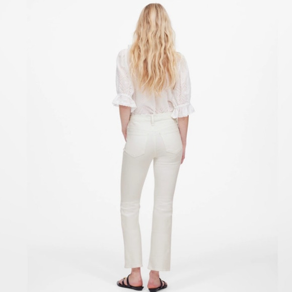 NWT Madewell Mid-Rise Kick Out Crop Jeans in Pure White Size 26 - Picture 3 of 15